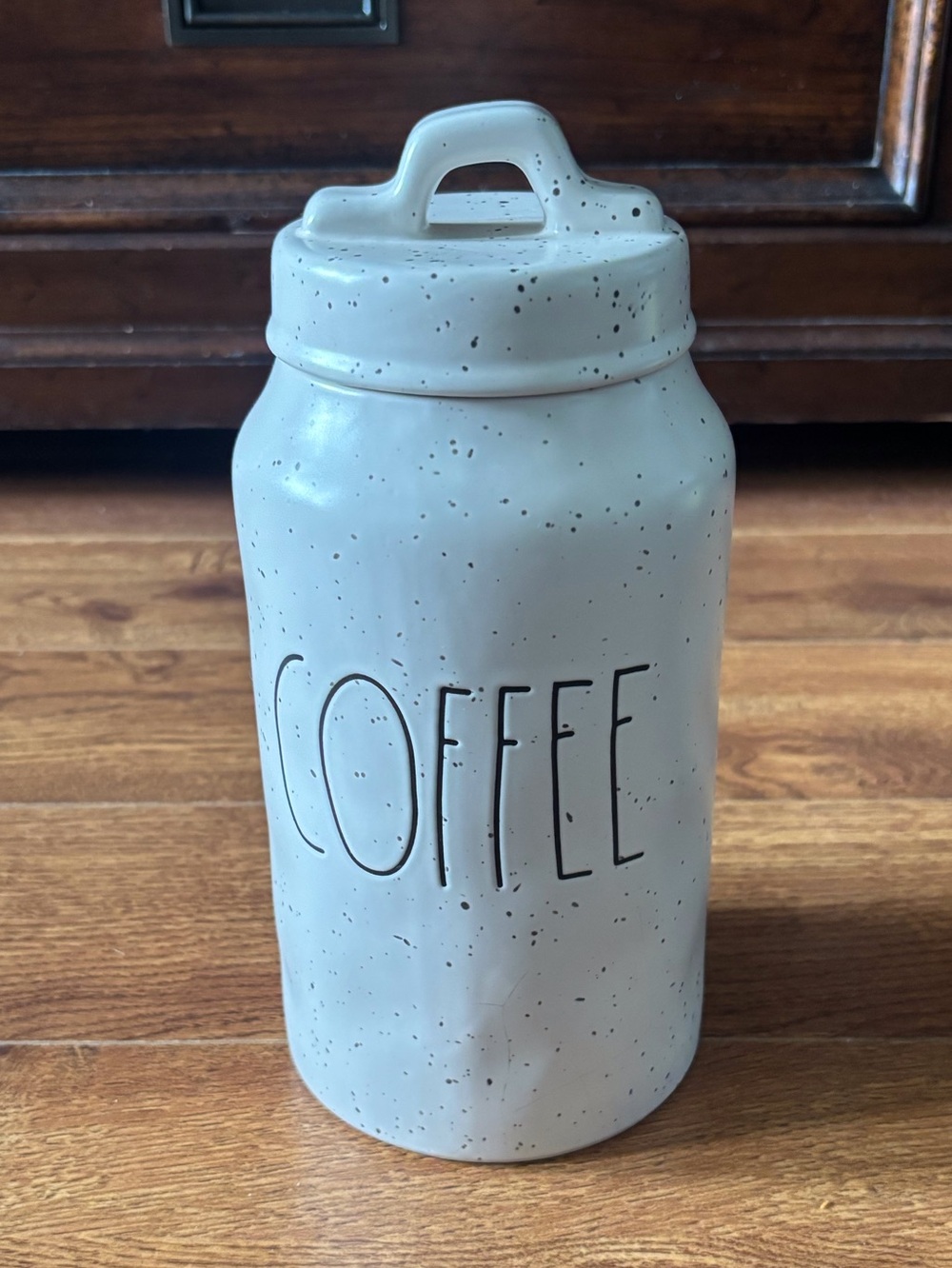 Rae Dunn Speckled Cream COFFEE Ceramic Canister with Lid